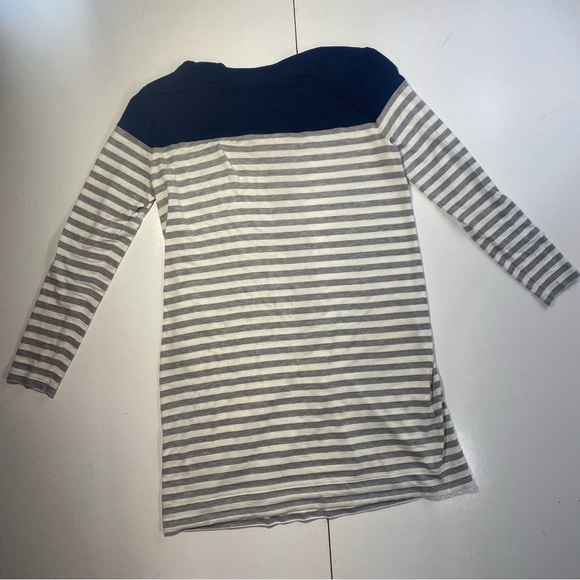 Lacoste Blue On Top White & Grey Striped Long Sleeve Viscose/Rayon Dress NWOT 8 - Picture 6 of 14